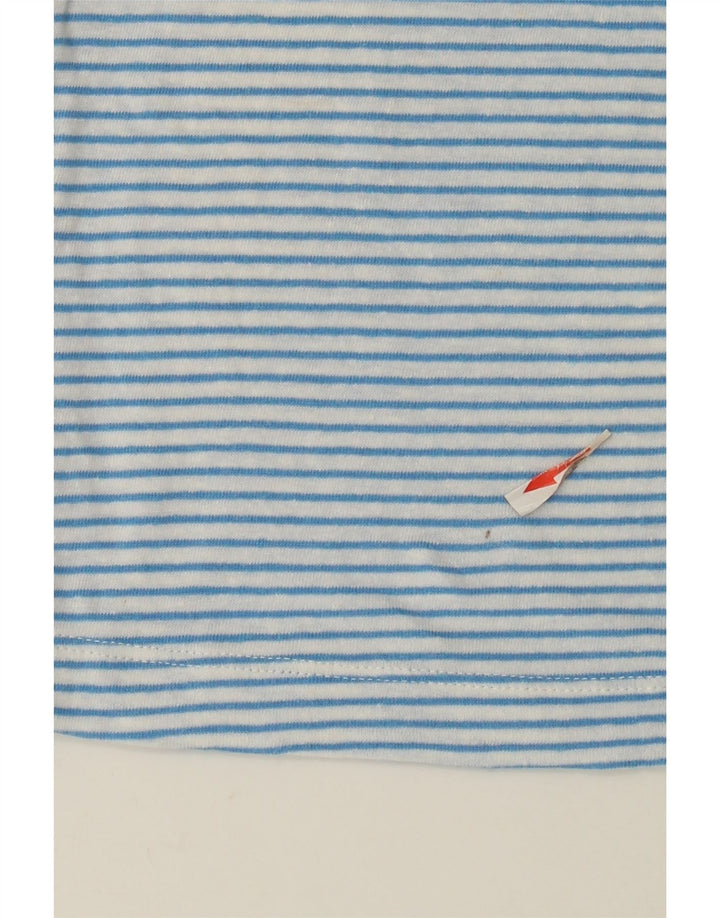 Marks & Spencer Damen T-Shirt Top UK 12 Mittelblau gestreiftes Leinen