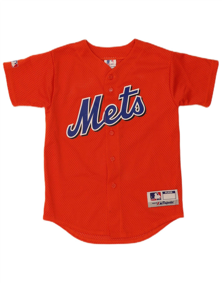 Majestic Mets Graphic Jersey-Oberteil für Jungen, 13–14 Jahre, mittelorangefarbenes Polyester