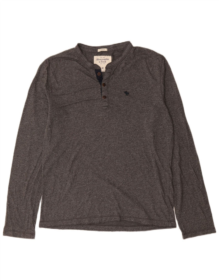 Abercrombie & Fitch Herren-Muskeloberteil mit langen Ärmeln, mittelgrau meliert