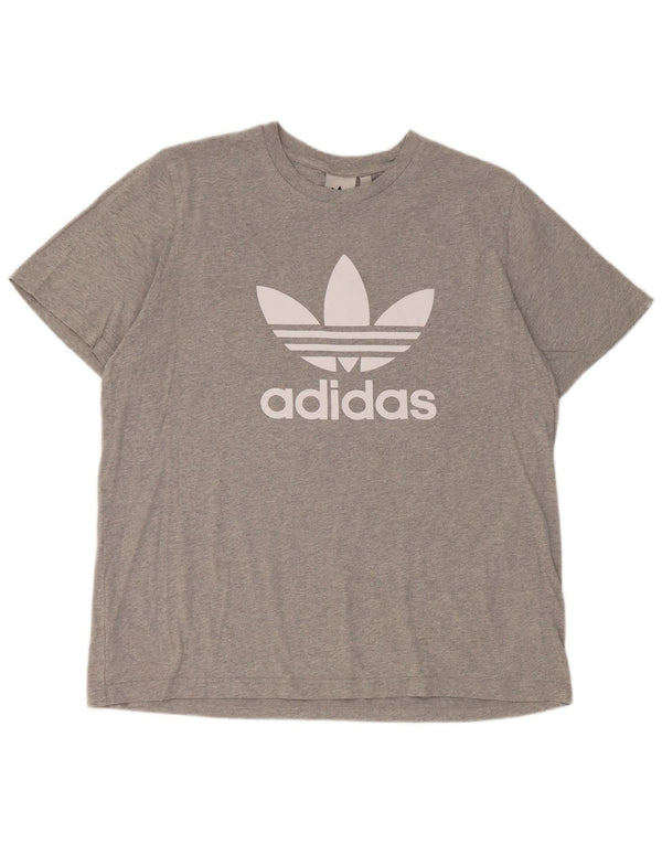 Adidas Herren Grafik T-Shirt Top XL Grau gefleckte Baumwolle