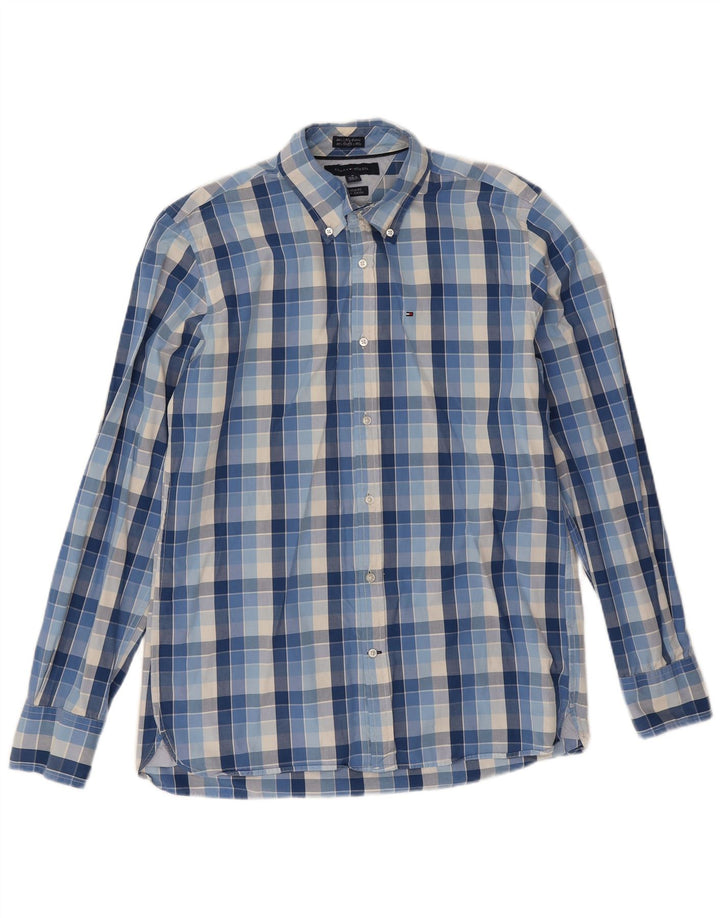 Tommy Hilfiger Herren-Hemd mit individueller Passform, Größe 15 1/2 16, mittelblau kariert
