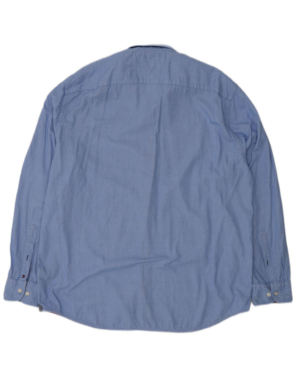 Tommy Hilfiger Herrenhemd 2XL blau gepunktete Baumwolle