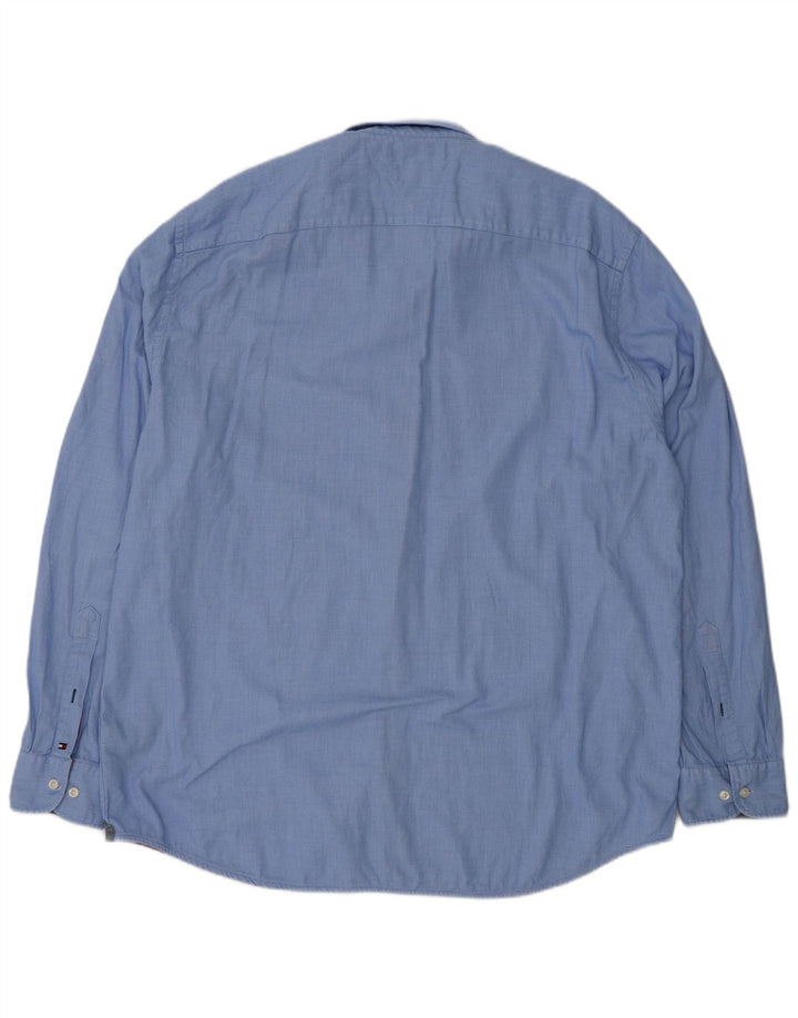 Tommy Hilfiger Herrenhemd 2XL blau gepunktete Baumwolle