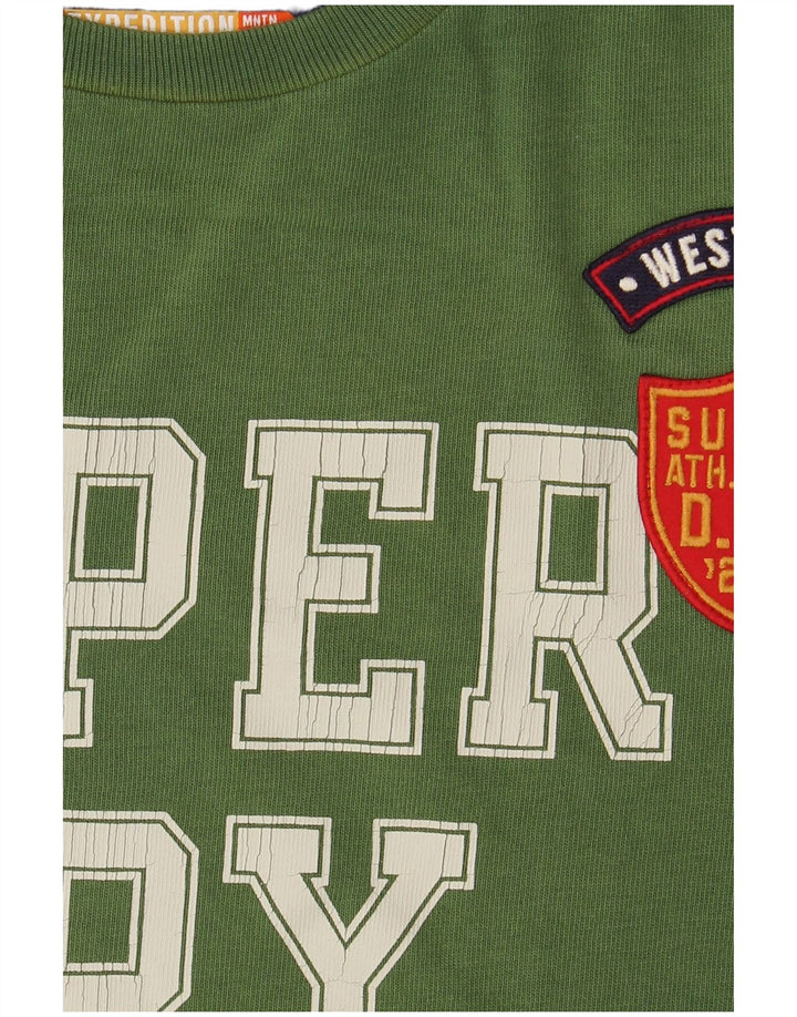SUPERDRY Herren-T-Shirt mit Grafik, Größe S, grüne Baumwolle