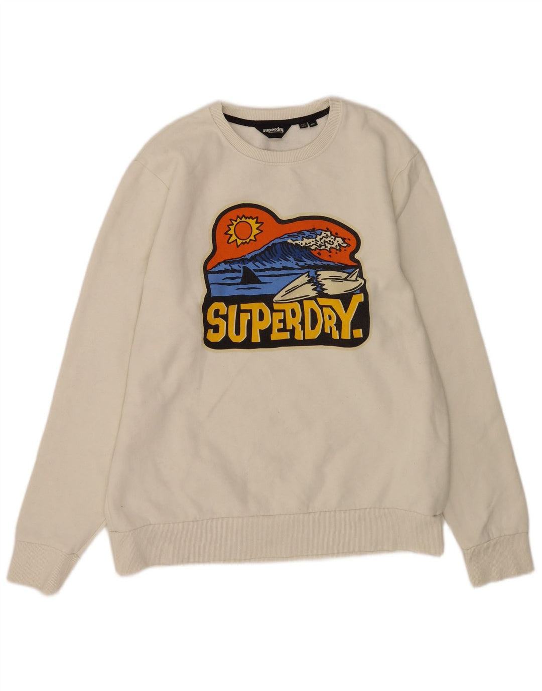 Superdry Herren-Sweatshirt mit Grafik, 2XL, weiße Baumwolle