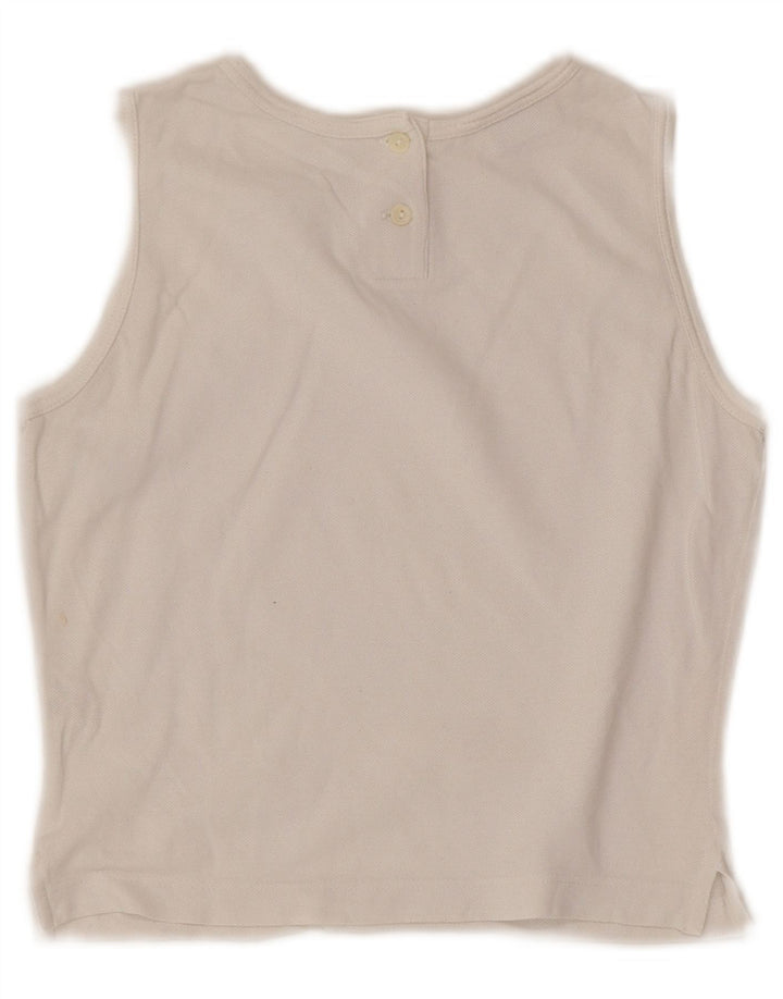 Lacoste Damen Crop Vest Top Größe 36 Small Weiße Baumwolle
