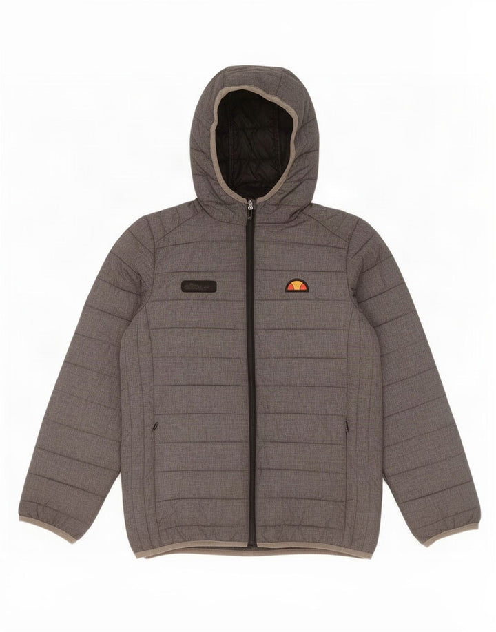 Ellesse Wattierte Jacke mit Kapuze für Jungen, 12–13 Jahre, graues Nylon