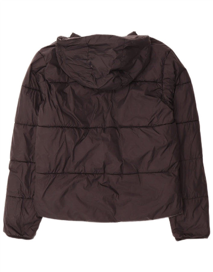 Kappa Womens Hooded Reversible Wattierte Jacke UK 14 Mittelgraues Nylon