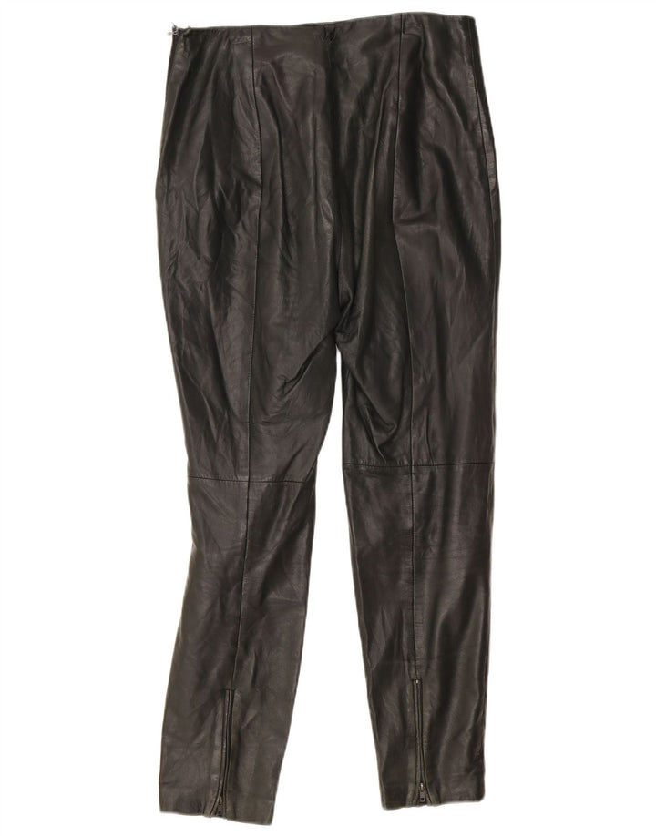 Mango Damen Slim Lederhose EU 36 Small W24 L27 Schwarzes Leder
