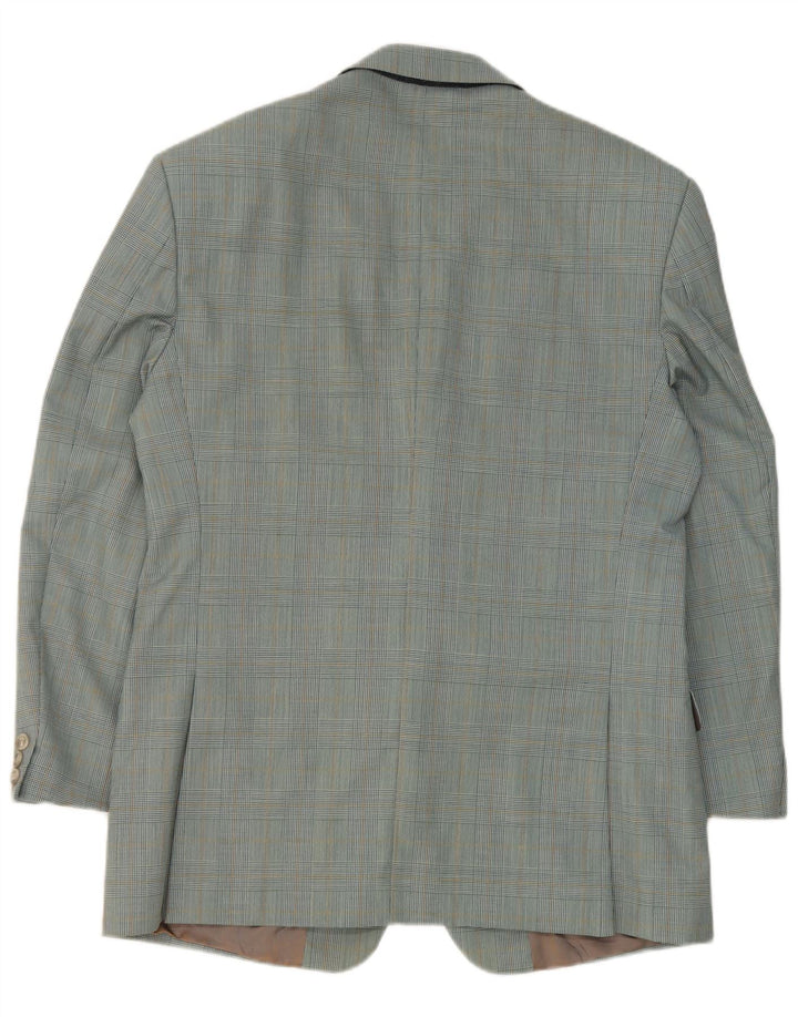 Vintage Herren-Blazer mit 2 Knöpfen, IT 50, große blaue Karo-Schurwolle