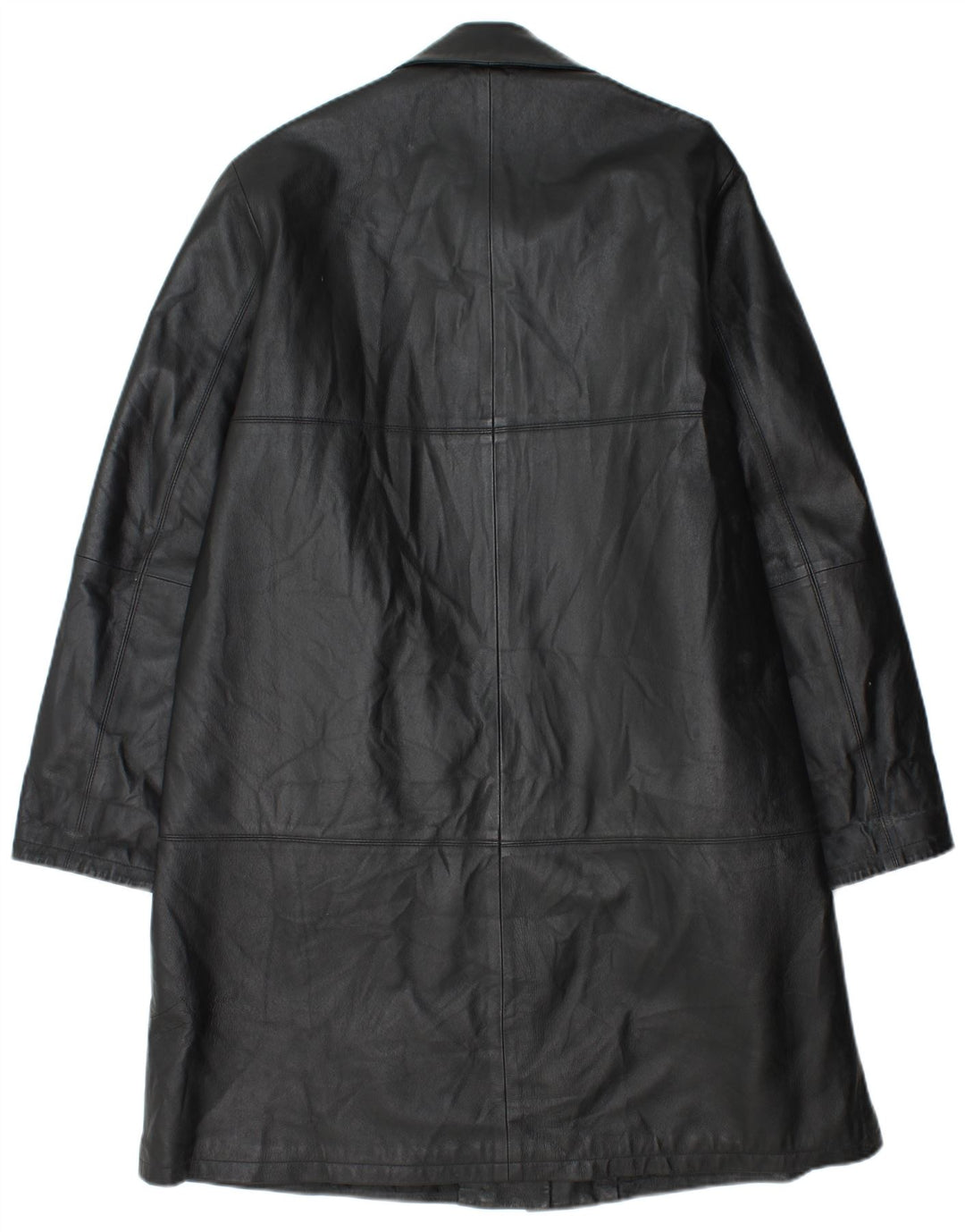 Vintage Damen Ledermantel IT 48 XL Schwarzes Leder