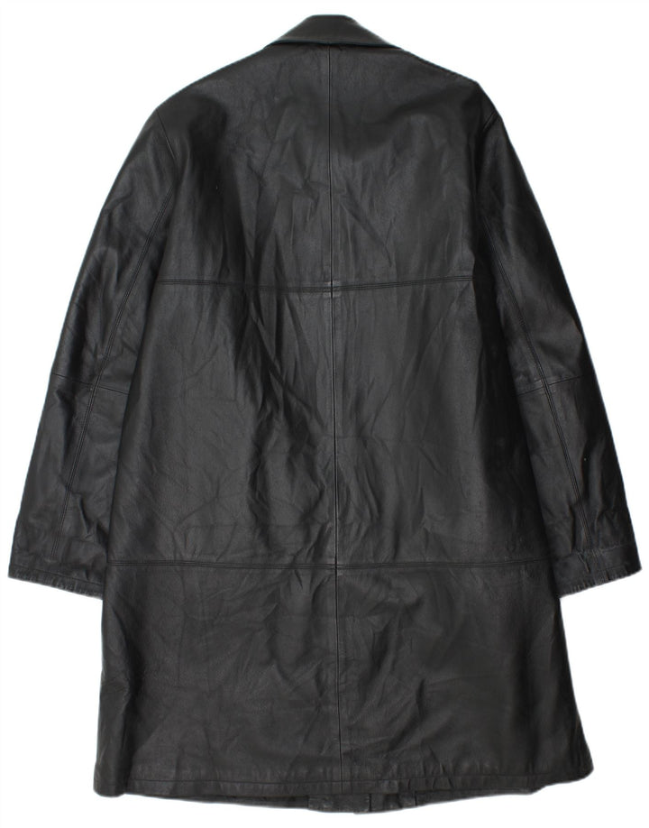 Vintage Damen Ledermantel IT 48 XL Schwarzes Leder