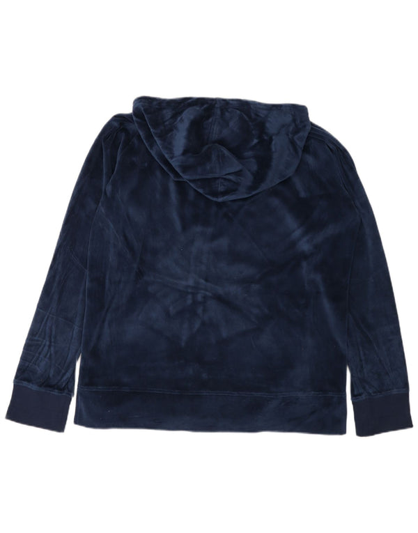 ELLESSE Damen-Kapuzenpullover aus Samt mit Reißverschluss, UK 20 2XL, marineblaue Baumwolle