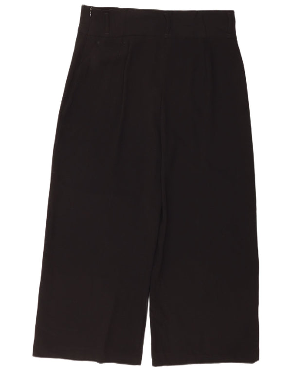 Zara Damen-Hose mit hoher Taille und weitem Bein, kurze Hose, XL, W36, L26, Schwarz, Polyester