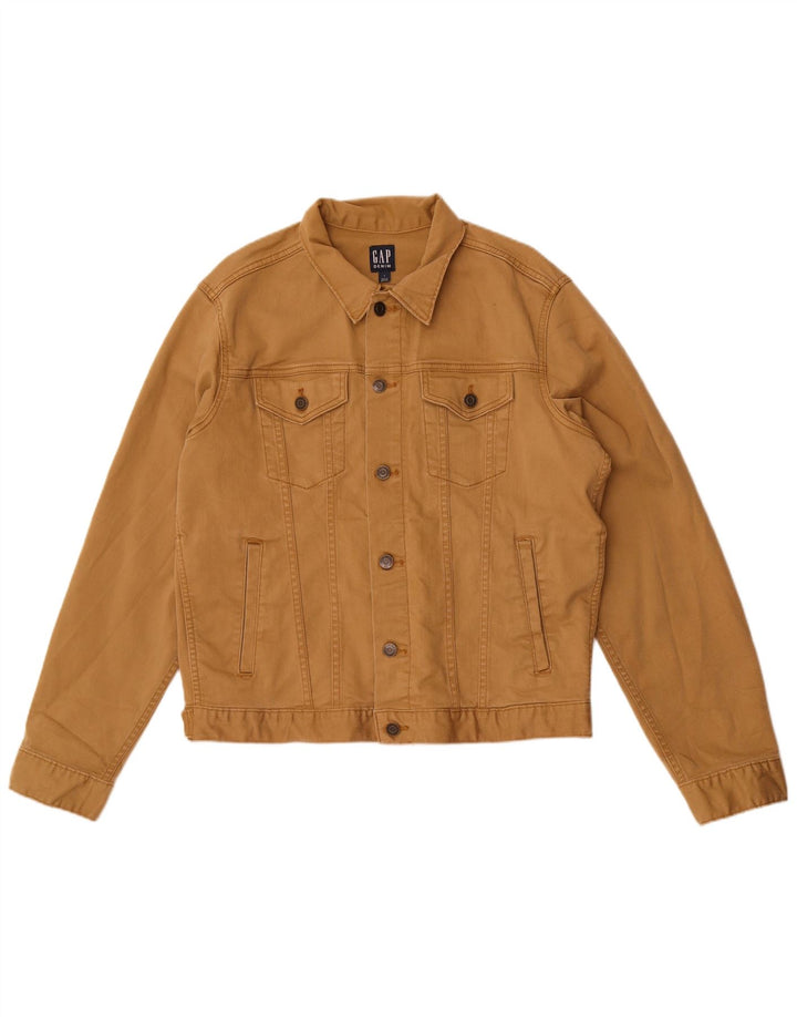 Gap Herren Jeansjacke UK 40 Große braune Baumwolle