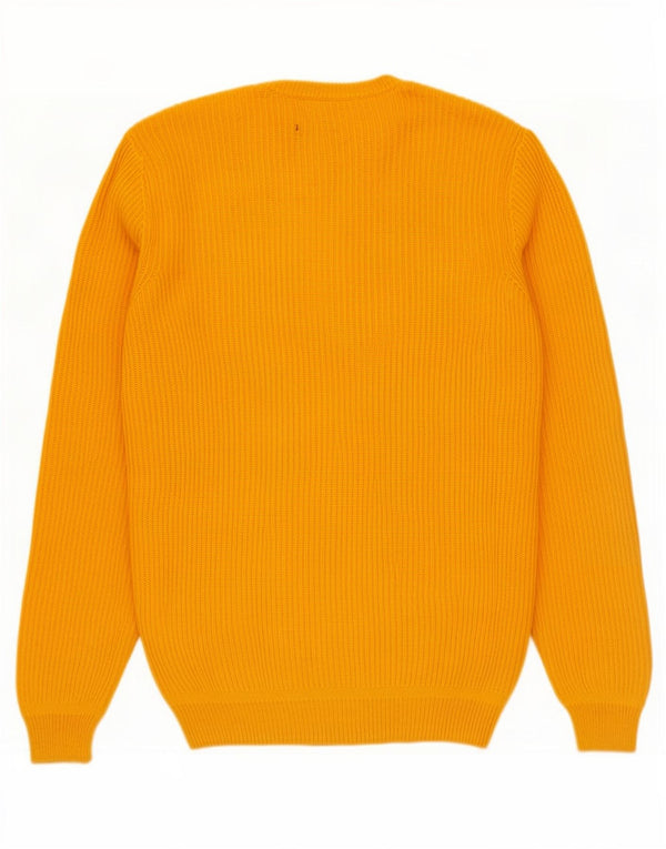 Zara Herren-Pullover mit Rundhalsausschnitt, XL, gelbe Baumwolle