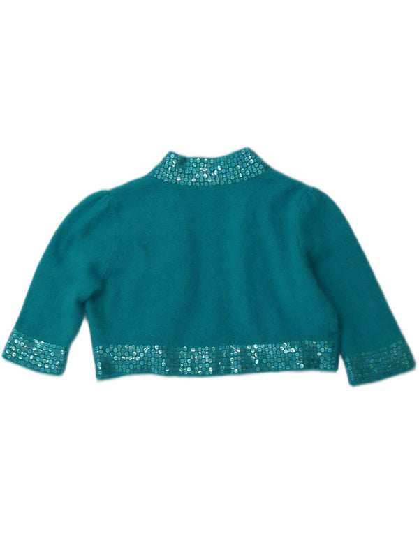 MONSOON Offener Bolero-Pullover mit 3/4-Ärmeln für Damen, UK 18, XL, Blau Angora