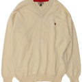 Murphy & Nye Herren-Sailwear-Pullover mit V-Ausschnitt, groß, cremefarbene Wolle
