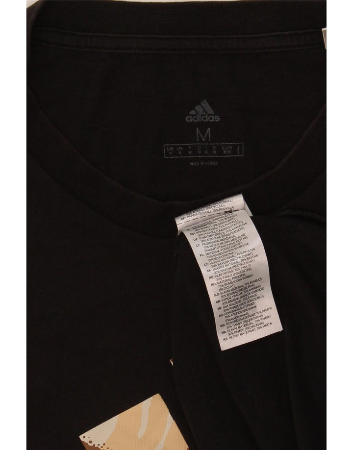 ADIDAS Mens Graphic T-Shirt Top Medium Black Cotton Vintage Adidas and Second-Hand Adidas from Messina Hembry 