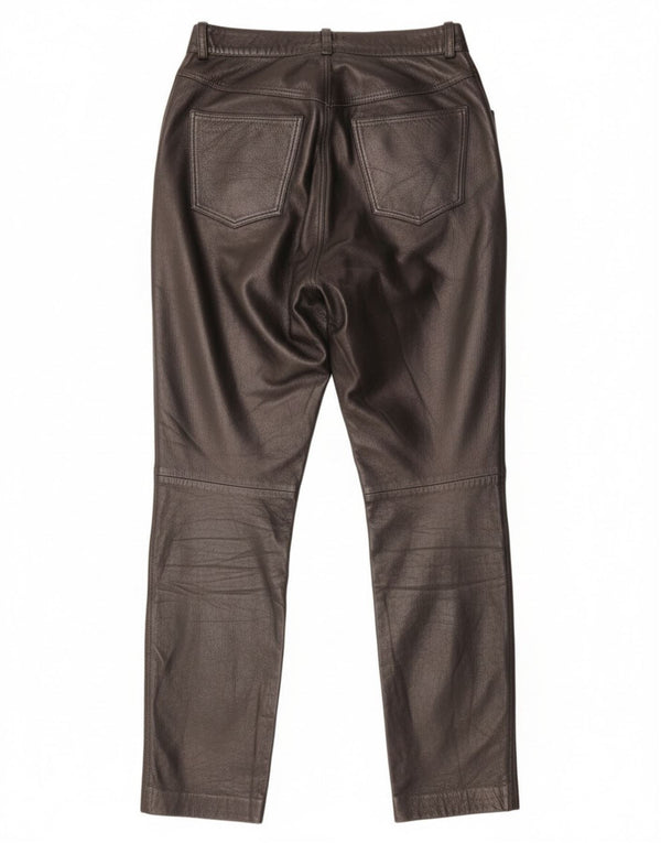 Vintage Damen Lederhose mit hoher Taille IT 46 Groß W28 L31 Schwarz