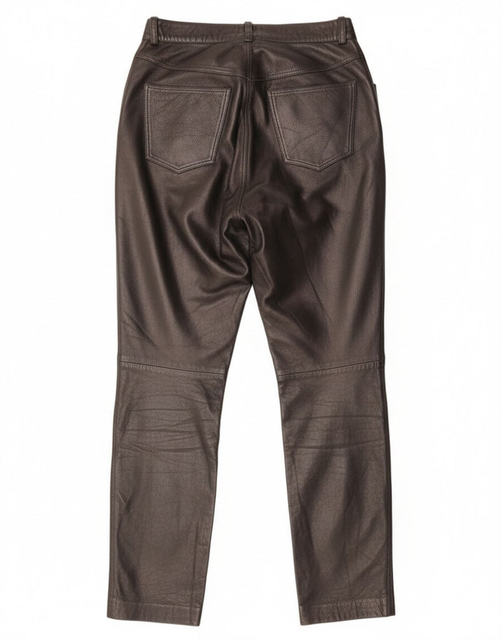 Vintage Damen Lederhose mit hoher Taille IT 46 Groß W28 L31 Schwarz