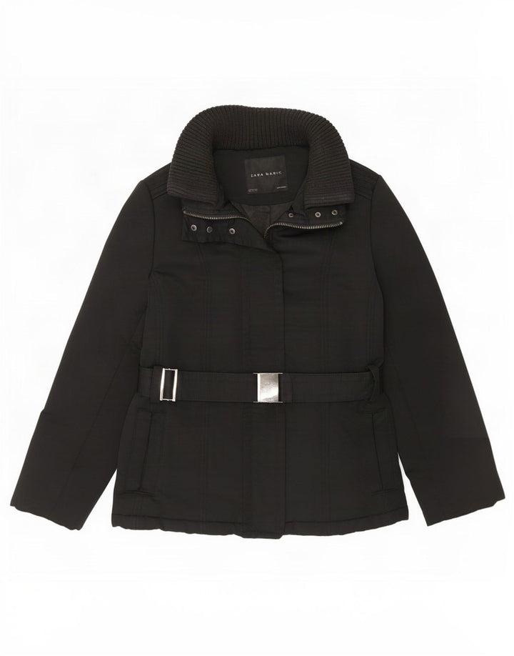 Zara Damen Wattierte Jacke UK 18 XL Schwarz
