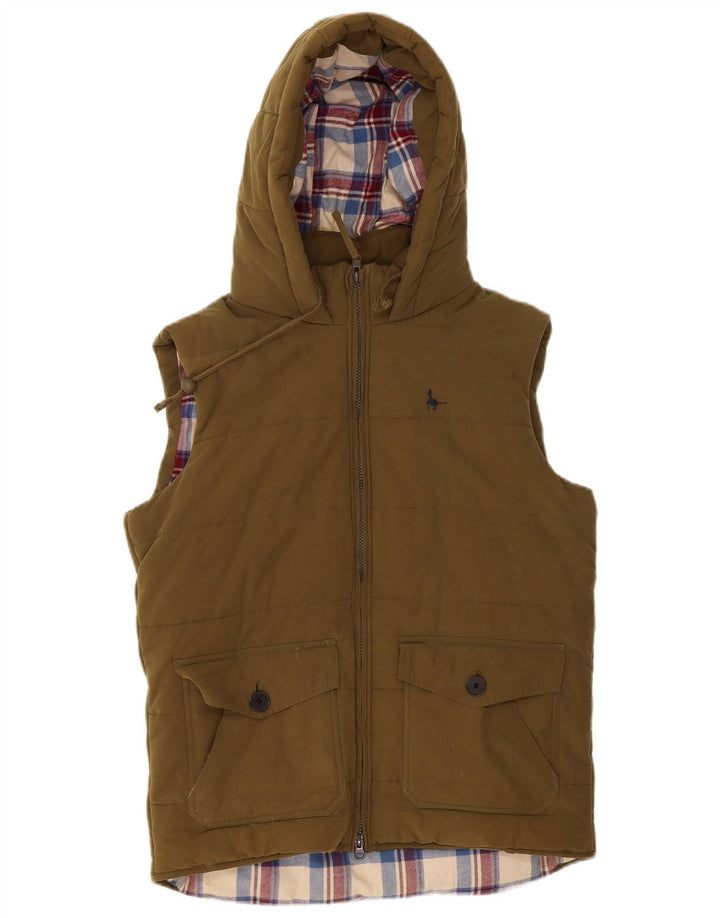 Jack Wills wattierte Herren-Weste mit Kapuze, UK 38, mittleres Khaki