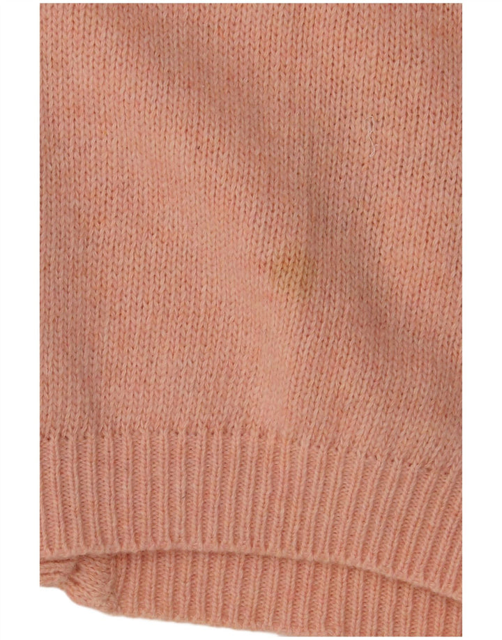 VINTAGE Damen Strickjacke Pullover UK 16 Große rosa geblümte Wolle