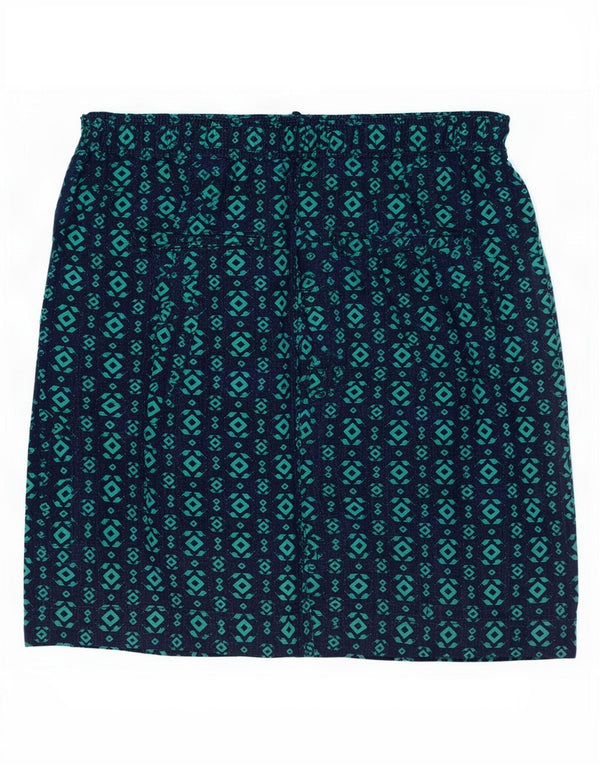 Marks & Spencer Damen A-Linienrock UK 12 Medium W30 Marineblau Geometrisch