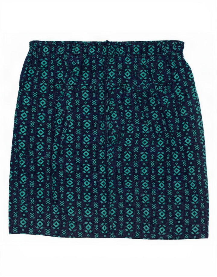 Marks & Spencer Damen A-Linienrock UK 12 Medium W30 Marineblau Geometrisch