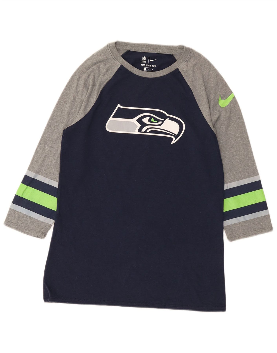 Nike Herren Seattle Seahawks Grafik-Oberteil mit 3/4-Ärmeln, Größe S, Marineblau