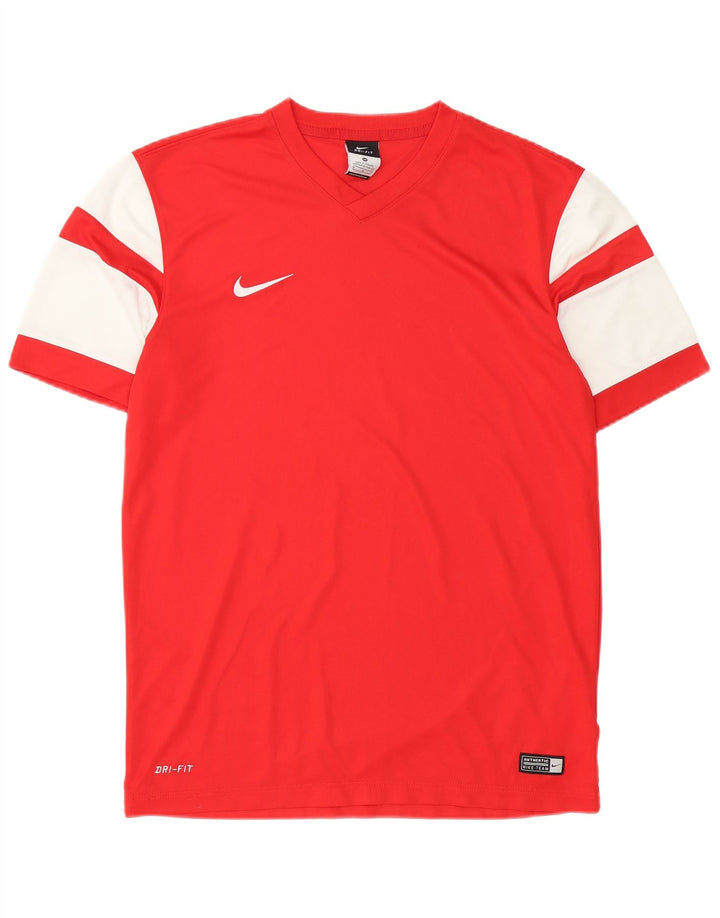 Nike Herren Dri Fit T-Shirt-Oberteil Mittelrotes Farbblock-Polyester