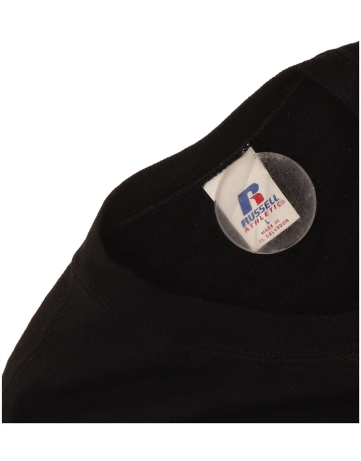 Russell Athletic Damen-Sweatshirt-Pullover UK 16 Large Schwarze Baumwolle