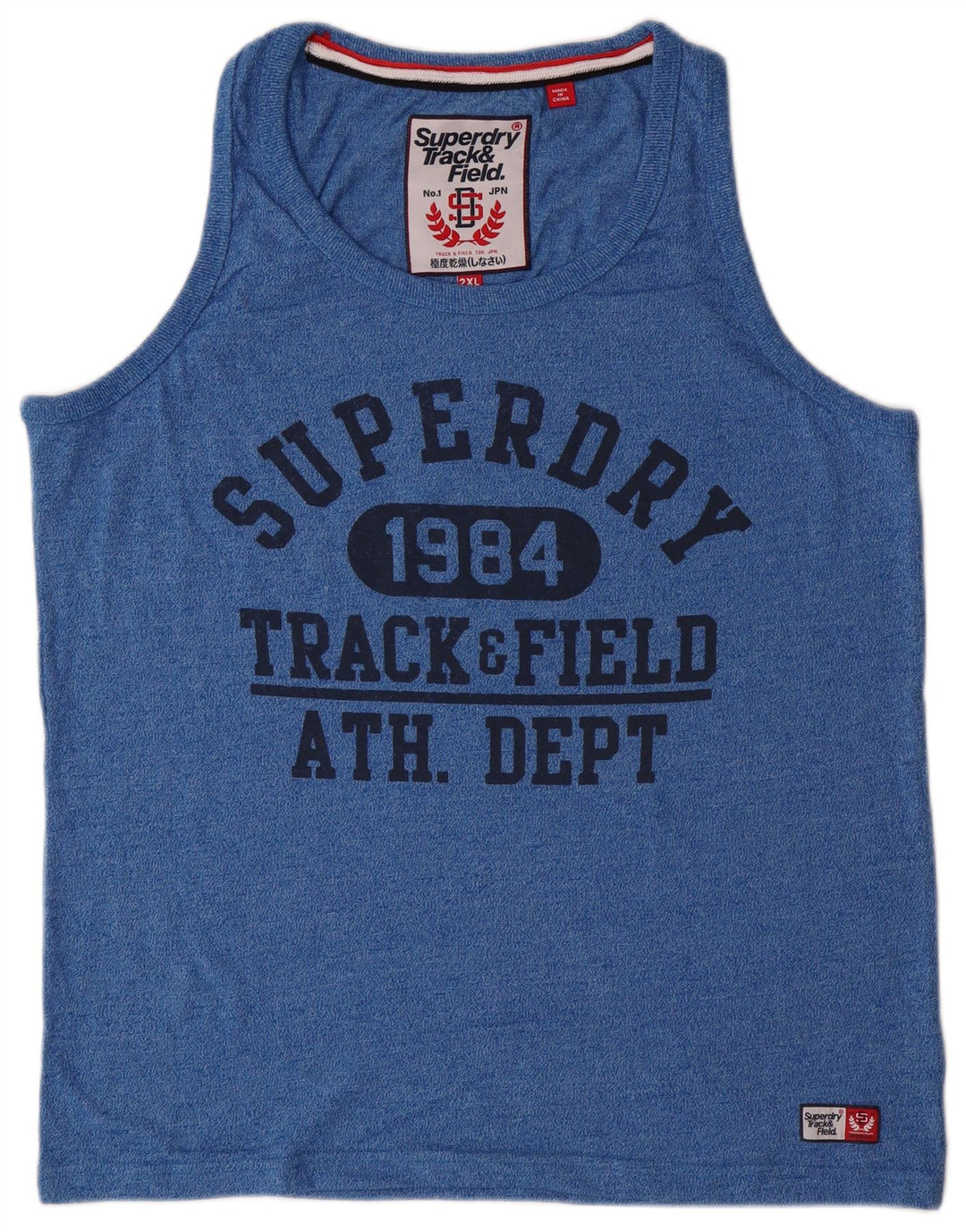 SUPERDRY Herren Grafik-Weste-Top 2XL Blaue Baumwolle