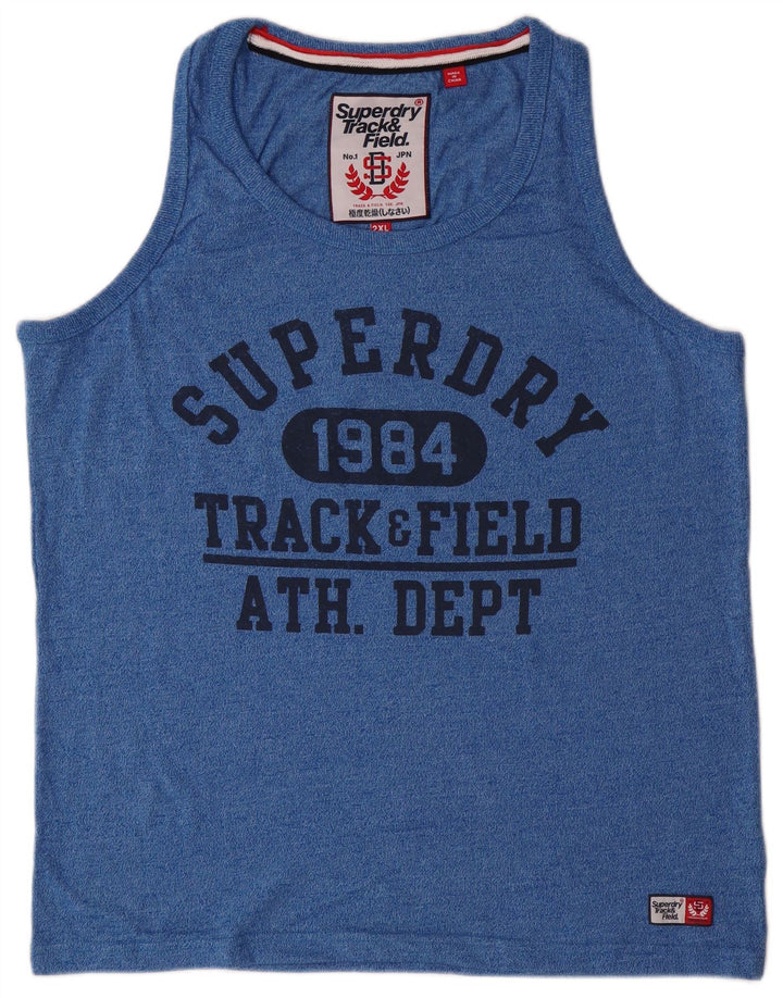 SUPERDRY Herren Grafik-Weste-Top 2XL Blaue Baumwolle