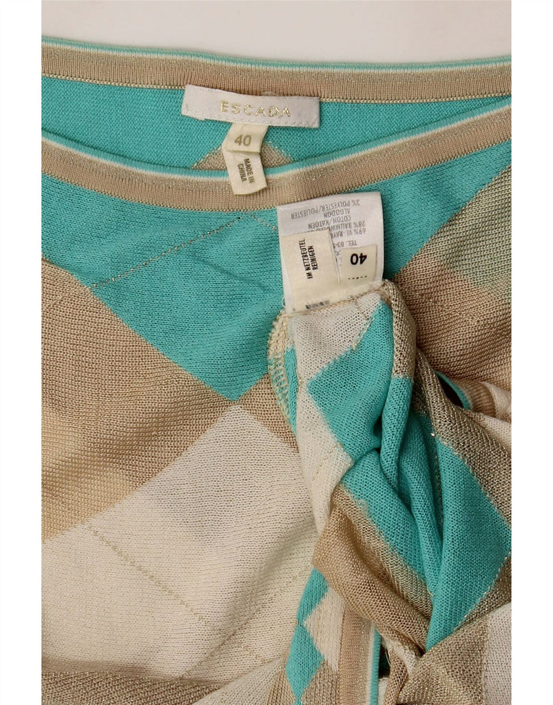 ESCADA Womens Vest Tank Top EU 40 Medium Turquoise Argyle/Diamond Rayon Vintage Escada and Second-Hand Escada from Messina Hembry 