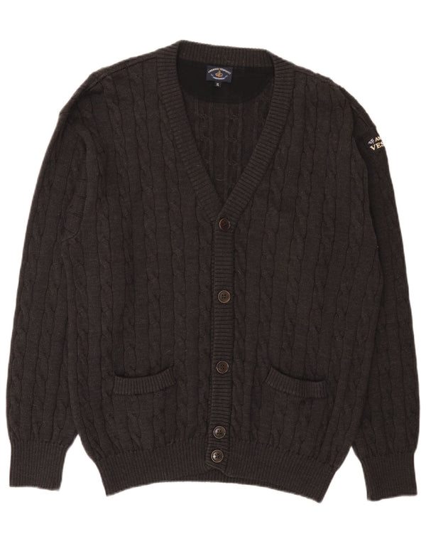 Amerigo Vespucci Herren Strickjacke XL Graue Schurwolle