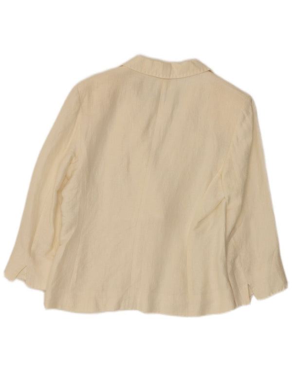 Max Mara Damen-Blazerjacke mit 3 Knöpfen und 1 Knopf, Gr. 10, Größe S, gebrochenes weißes Leinen