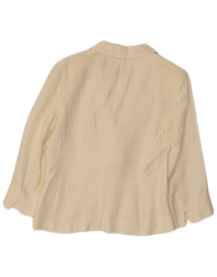 Max Mara Damen-Blazerjacke mit 3 Knöpfen und 1 Knopf, Gr. 10, Größe S, gebrochenes weißes Leinen