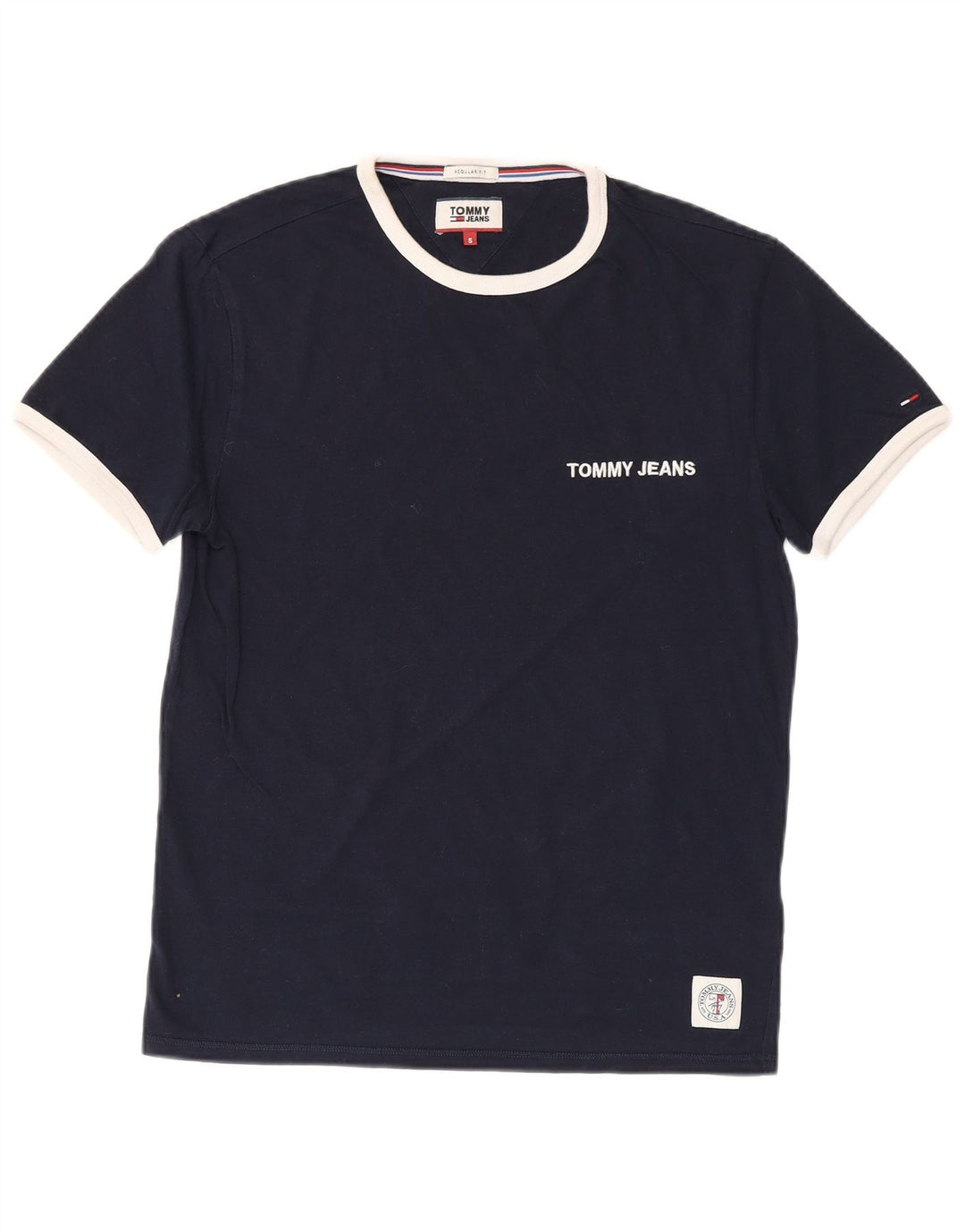 Tommy Hilfiger Herren-T-Shirt mit normaler Passform, klein, marineblau, Baumwolle