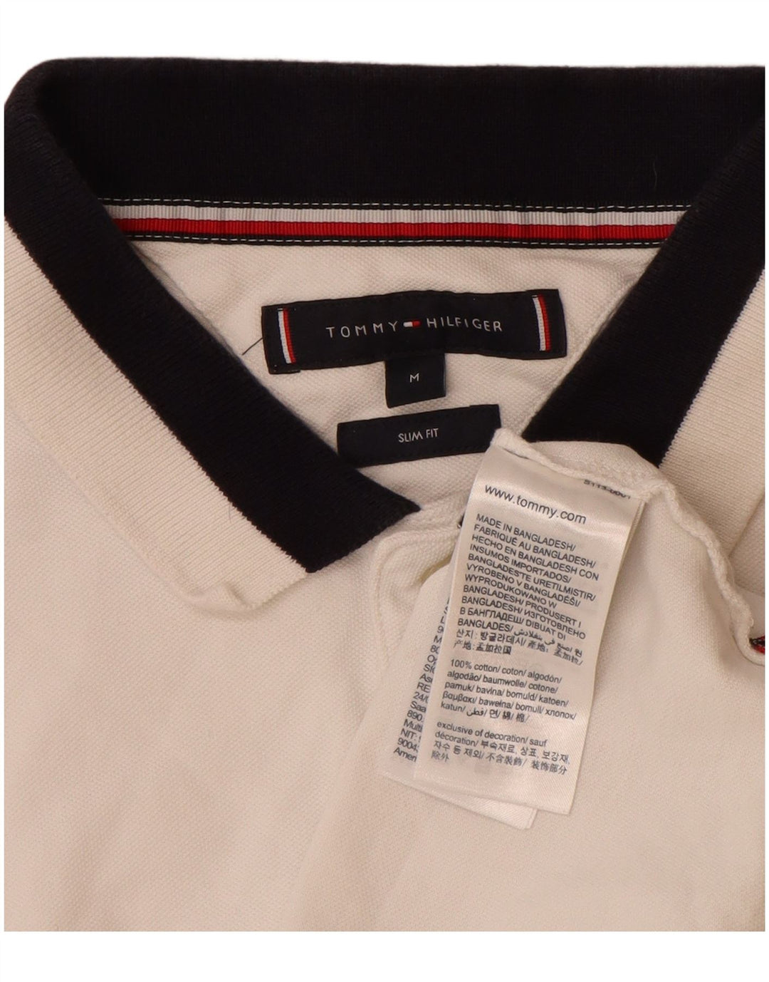 Tommy Hilfiger Herren-Poloshirt mit schmaler Passform, mittelweiße Baumwolle
