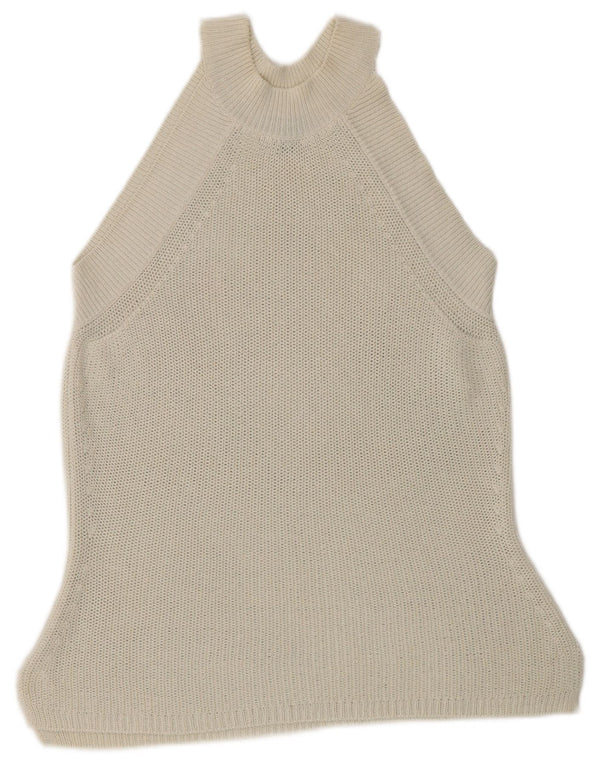 Massimo Dutti Womens Knit Halter Top UK 10 Small Off White