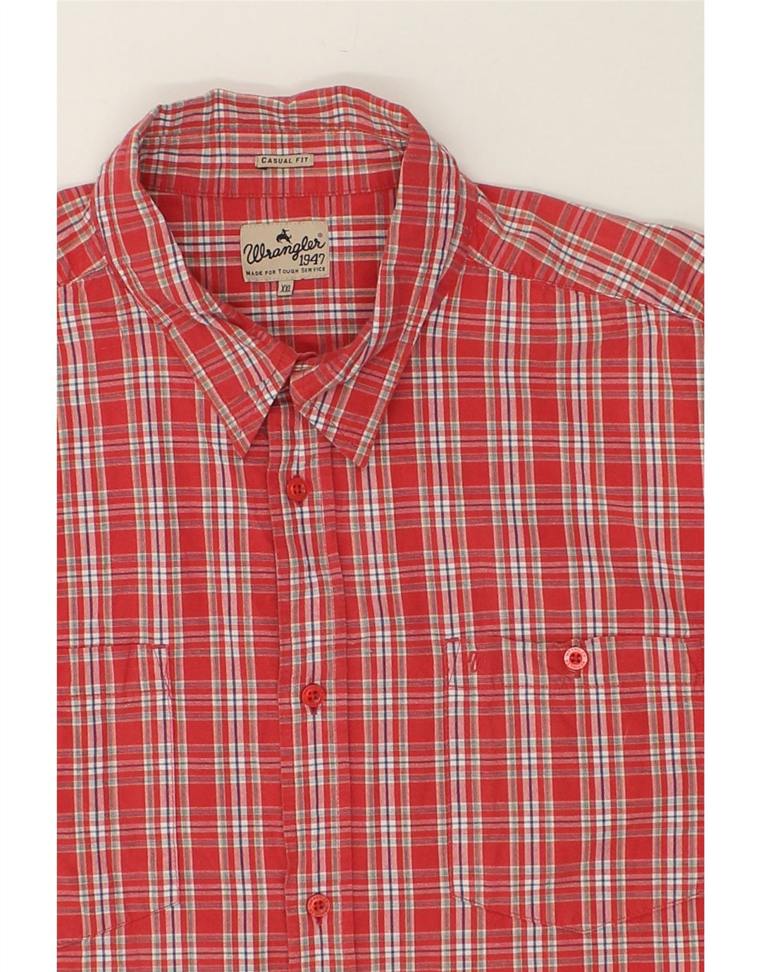 WRANGLER Herren-Kurzarmhemd 2XL, rot kariert, Baumwolle