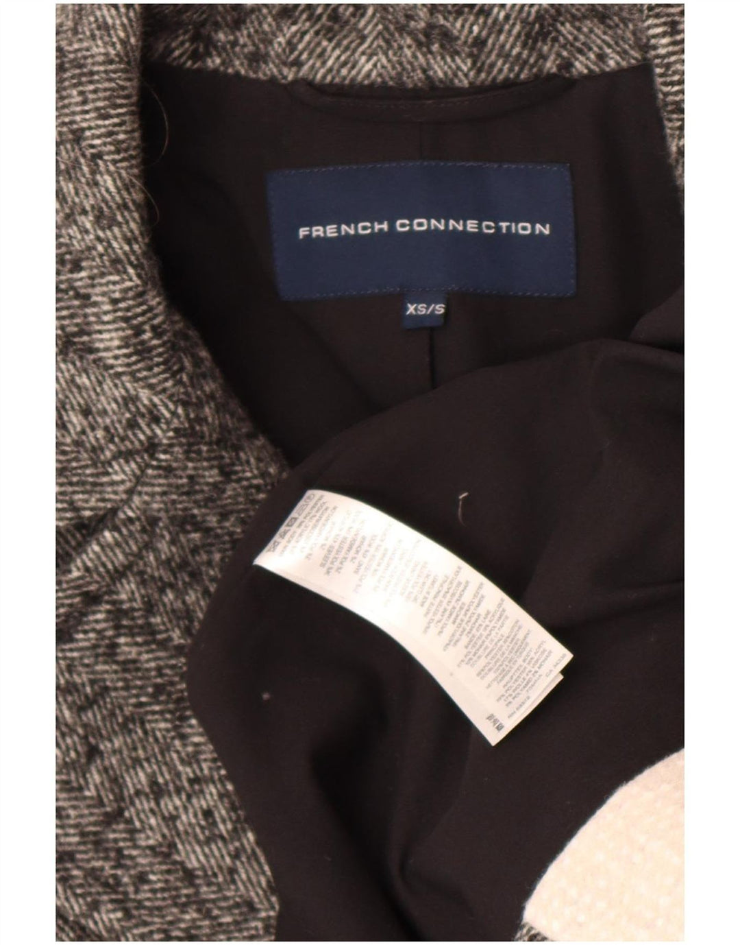 French Connection Zweireihiger Damenmantel UK 6 XS Grauer Farbblock