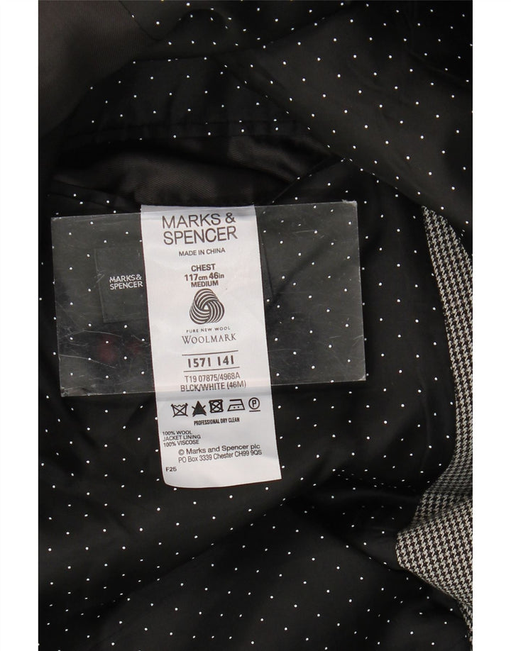 Marks & Spencer Herren-Blazer mit 2 Knöpfen, UK 46 3XL, graue Wolle mit Hahnentrittmuster