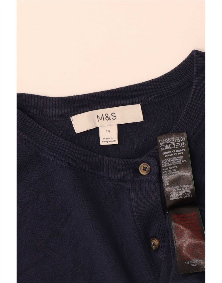 Marks & Spencer Damen-Cardigan-Pullover UK 14 Mittelmarineblaue Viskose