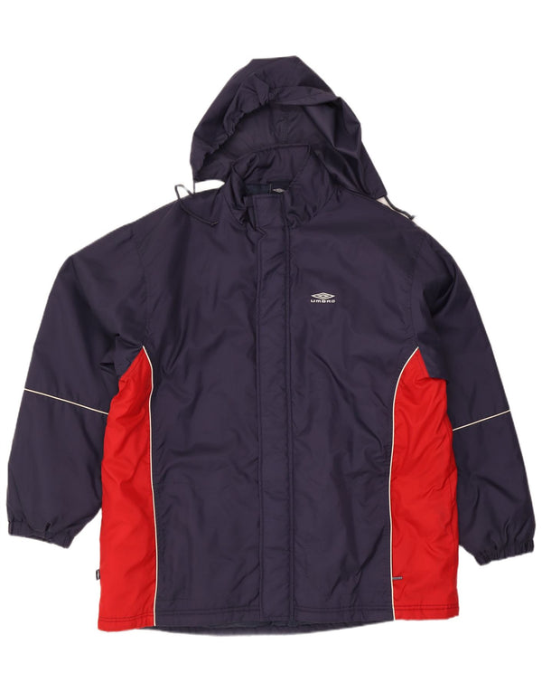 Umbro Herren-Windbreaker-Mantel mit Kapuze, UK 42, XL, Marineblau, Colourblock-Nylon