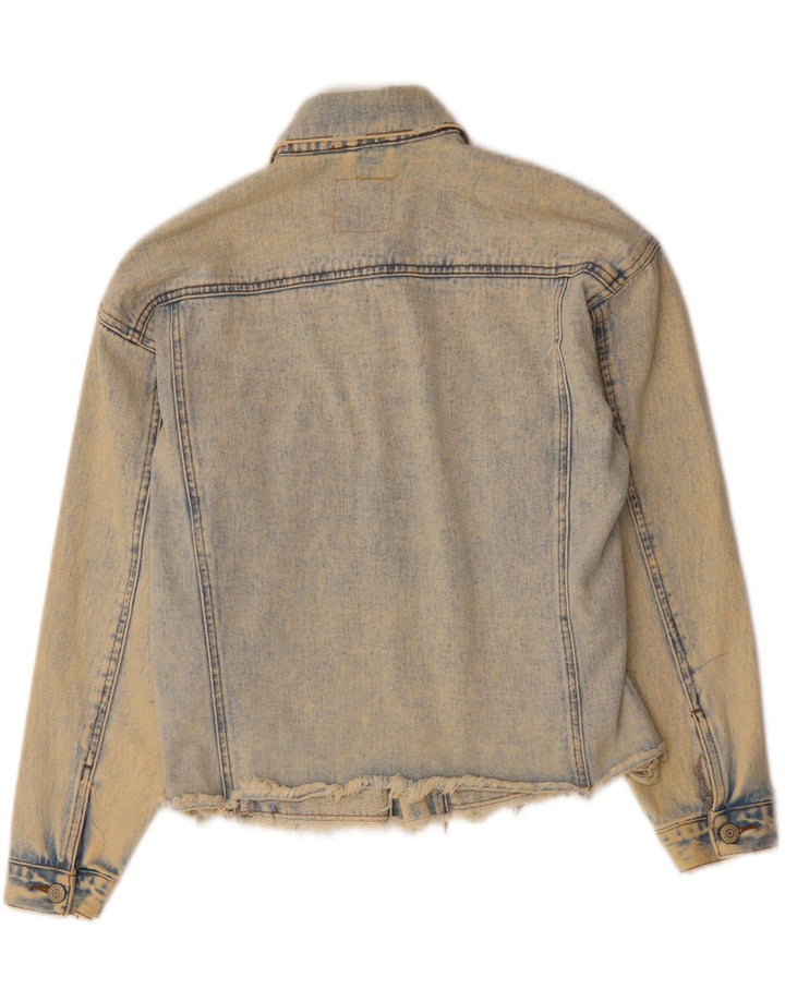 DENIM & CO Womens Oversized Distressed Denim Jacket UK 8 Small Blue Cotton Vintage Denim & Co and Second-Hand Denim & Co from Messina Hembry 