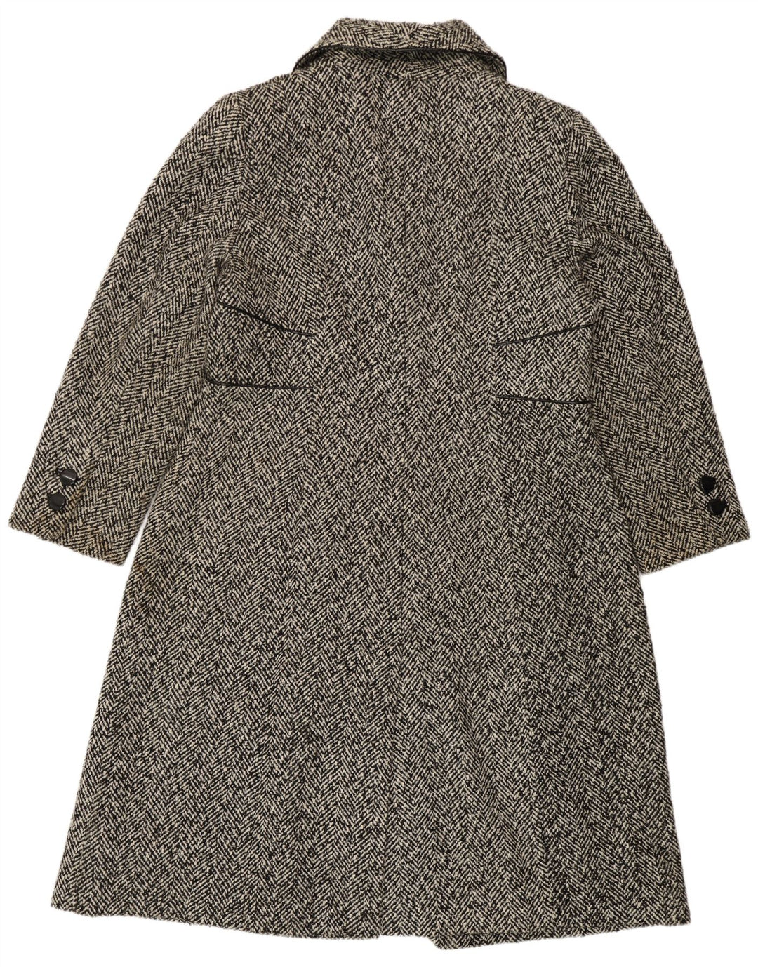 Jacques Vert Damenmantel UK 18 XL Schwarzes Fischgrätenmuster aus Polyester