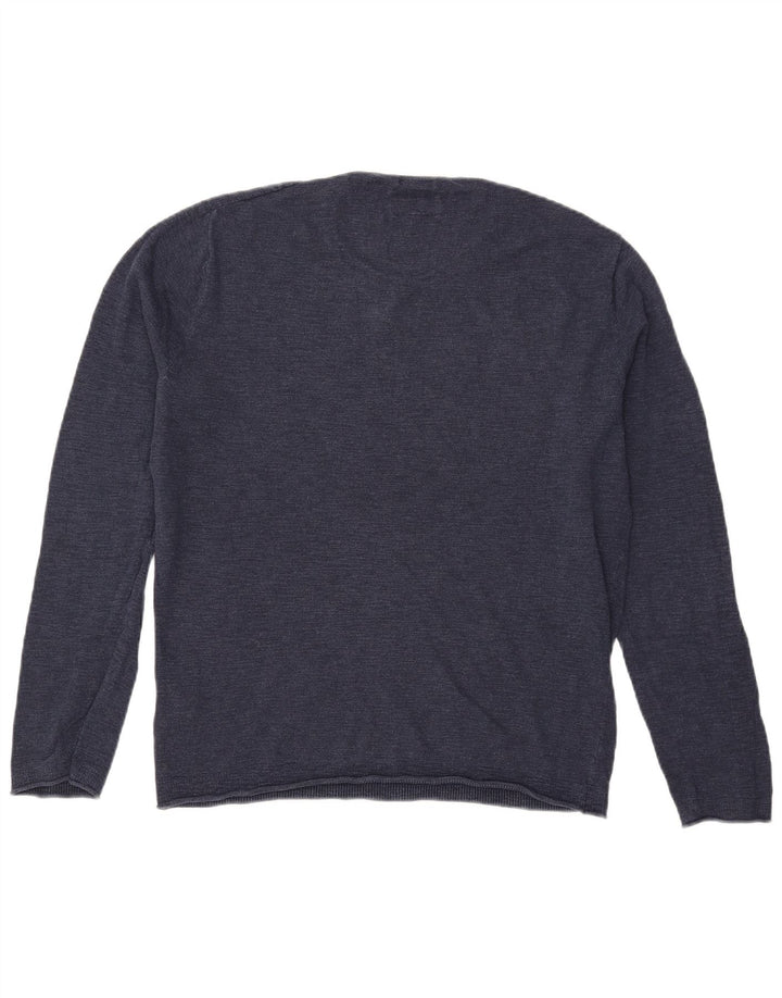 Tommy Hilfiger Herren-Pullover mit Rundhalsausschnitt, mittlere marineblaue Baumwolle